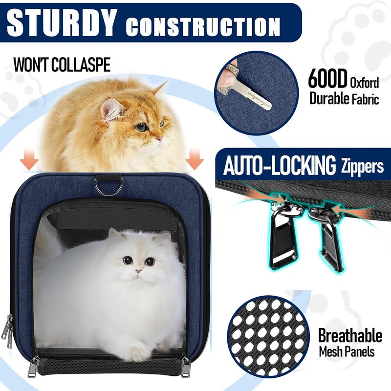 GAPZER Dog Carrier Soft/Cat Crates Large Cat 20 to 25 pounds/Softsided Pet Car Travel Carry Bag 15 Pound Puppy/Top Open Transport Kennel Navy - Image 5